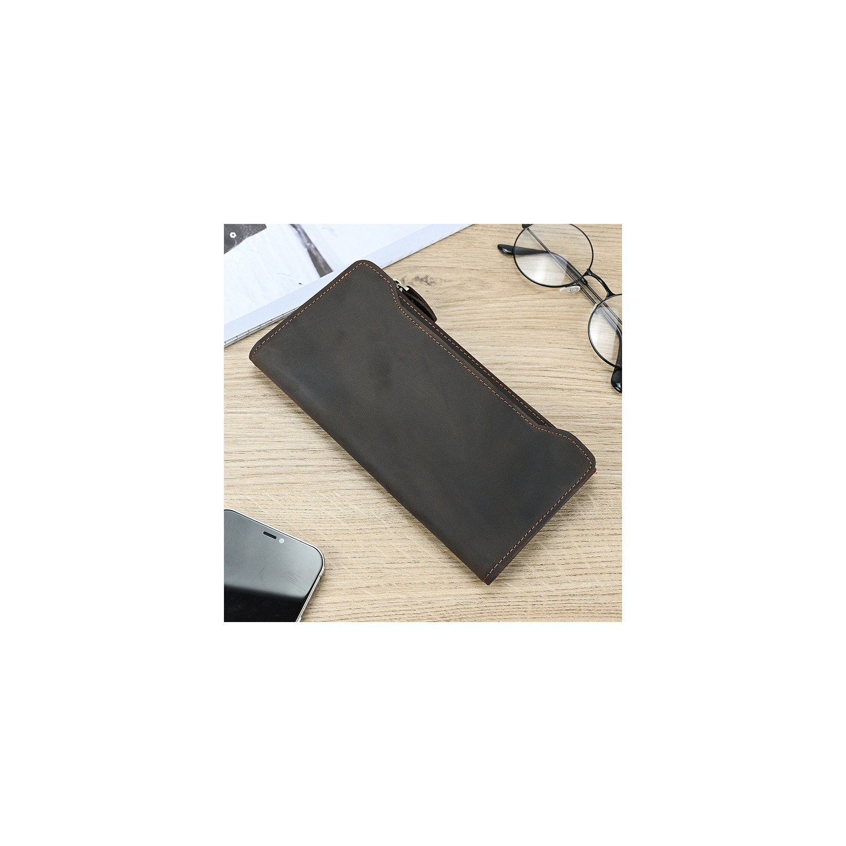 Чоловіче шкіряне портмоне Nicolas темно-коричневе