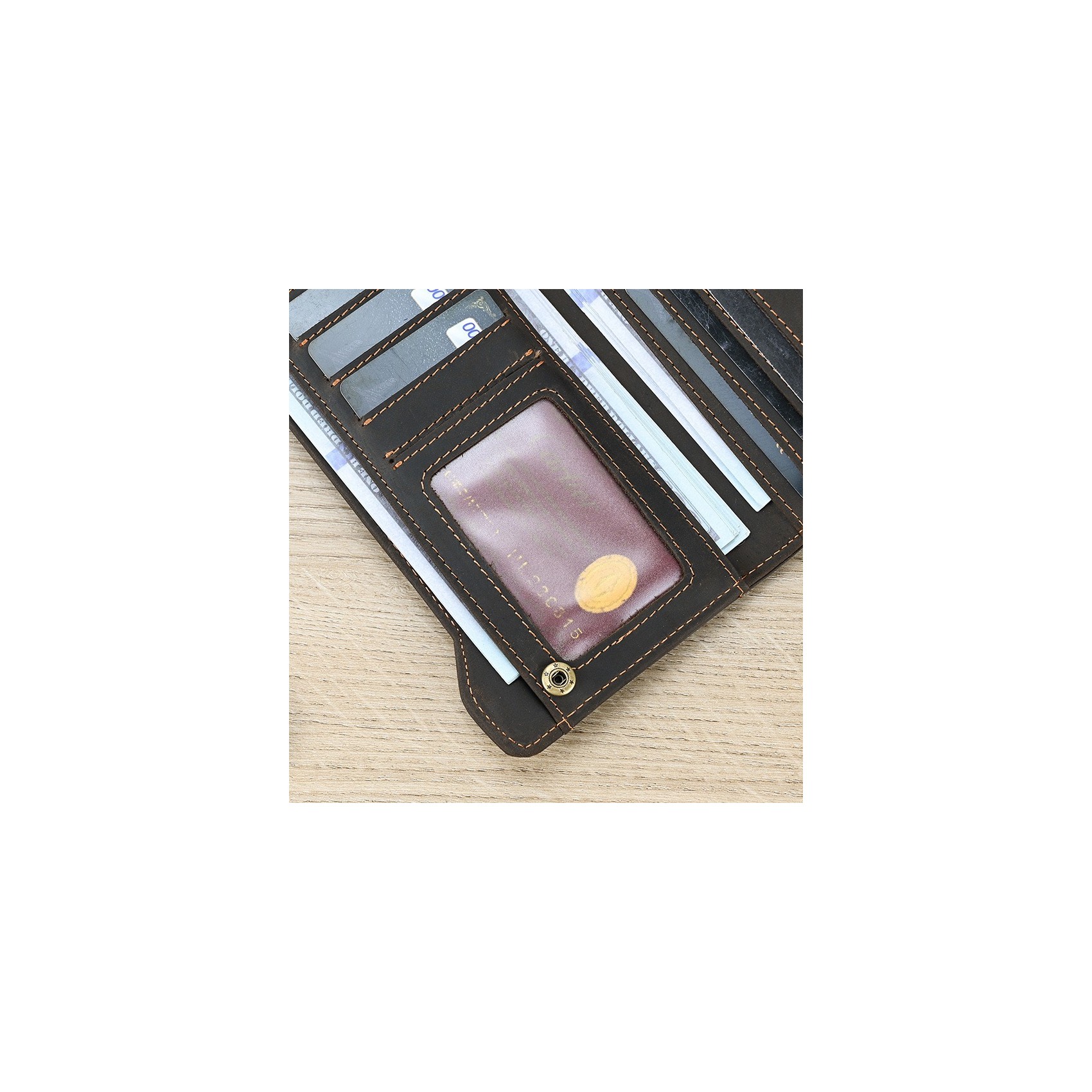 Чоловіче шкіряне портмоне Nicolas темно-коричневе