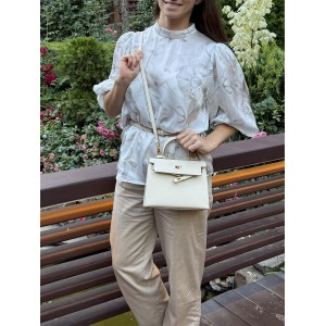 Жіноча шкіряна сумка Kelly молочна