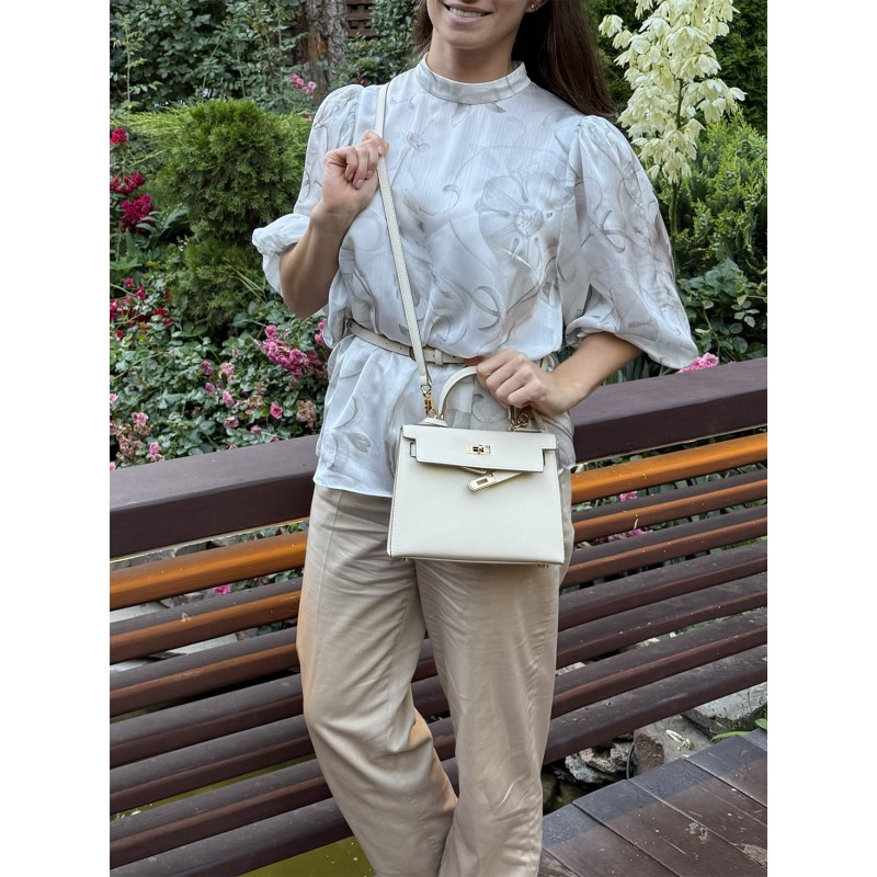 Женская кожаная сумка Kelly молочная - 1 фото