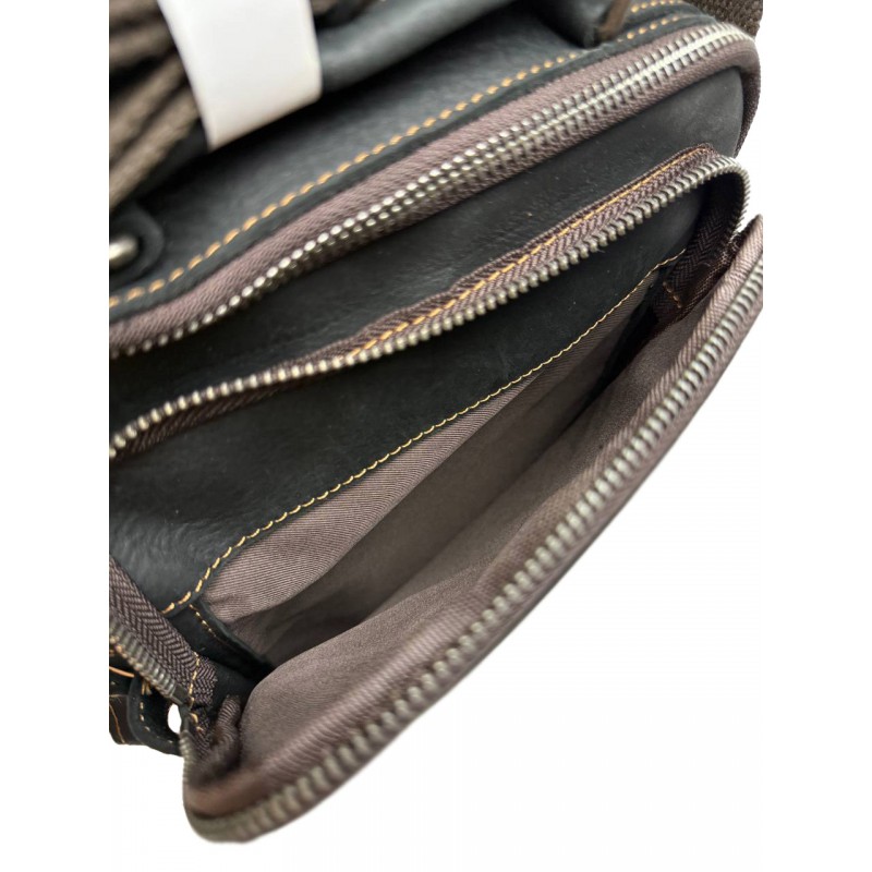 Мужская кожаная сумка барсетка Edmund через плечо черная - 7 фото