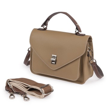 Жіноча шкіряна сумка месенджер Camille бежева фото