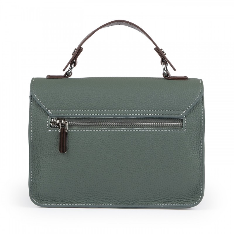 Жіноча шкіряна сумка месенджер Camille сіро-зелена - 5 фото