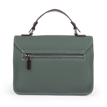 Жіноча шкіряна сумка месенджер Camille сіро-зелена фото