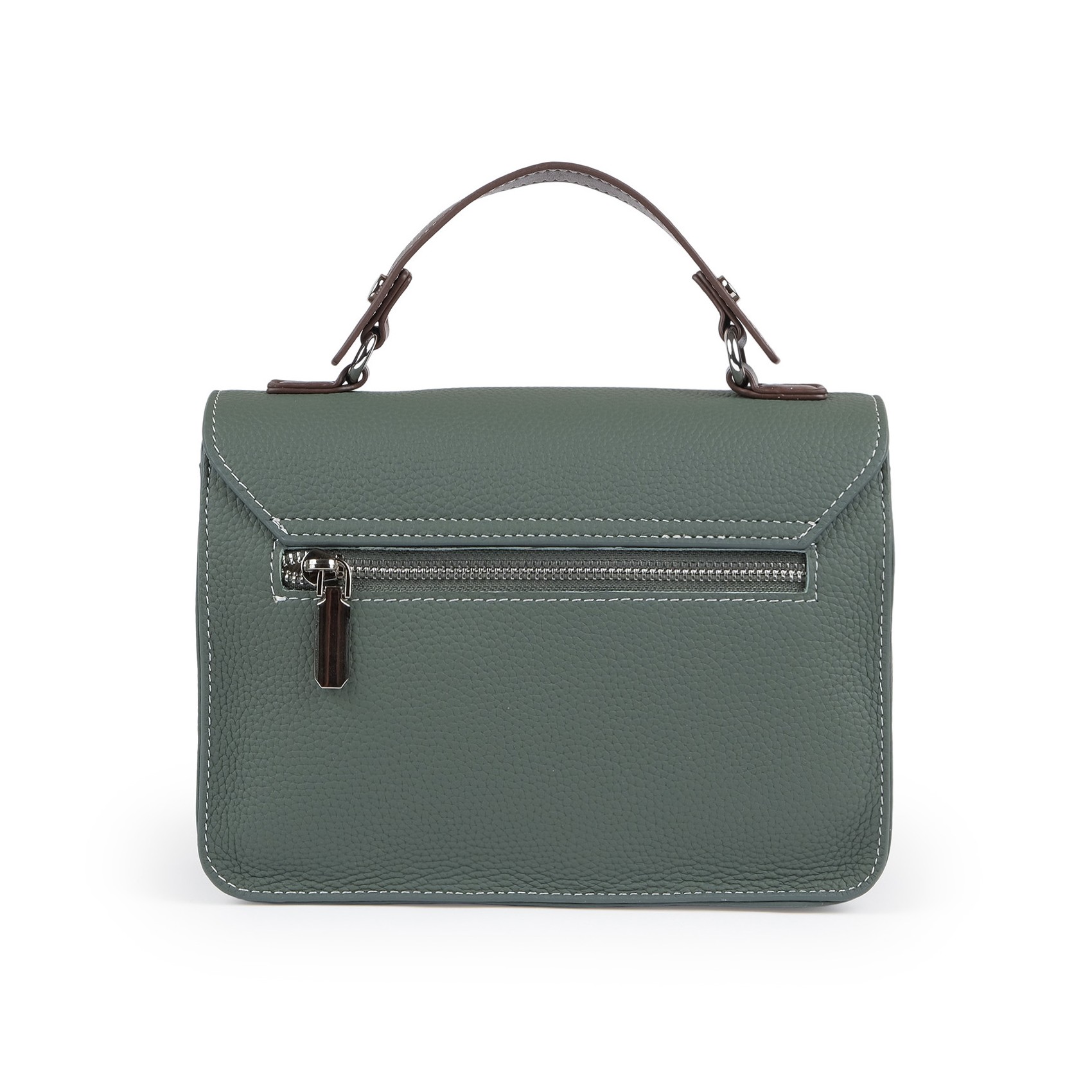 Женская кожаная сумка мессенджер Camille серо-зеленая