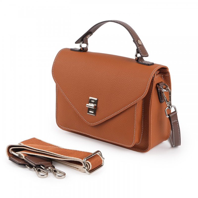 Жіноча шкіряна сумка месенджер Camille коричнева - 5 фото