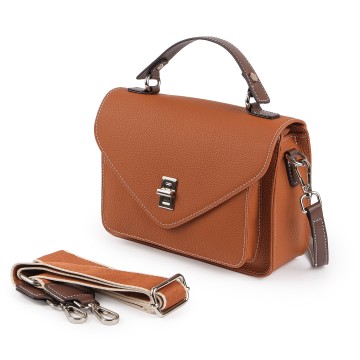 Жіноча шкіряна сумка месенджер Camille коричнева фото