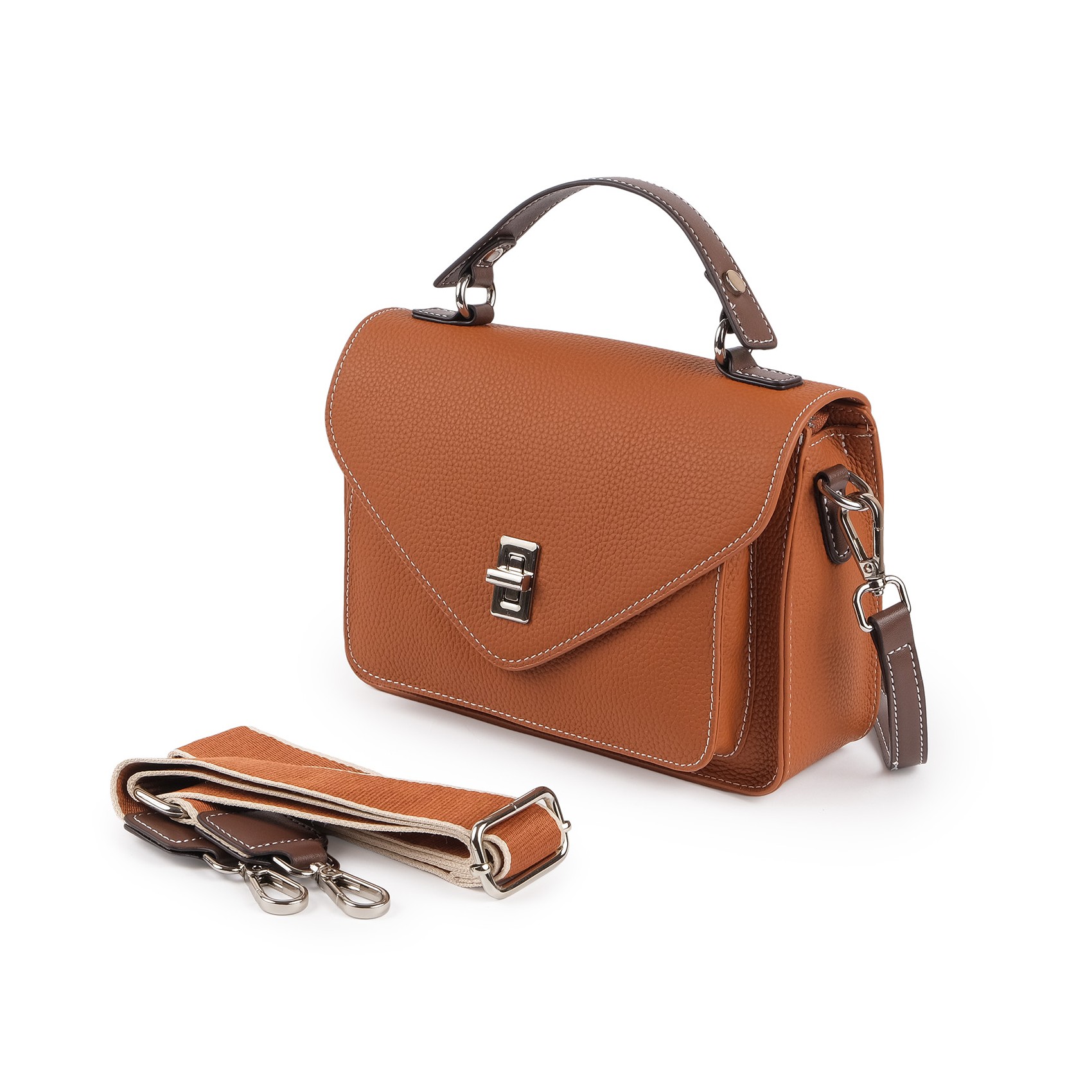 Жіноча шкіряна сумка месенджер Camille коричнева