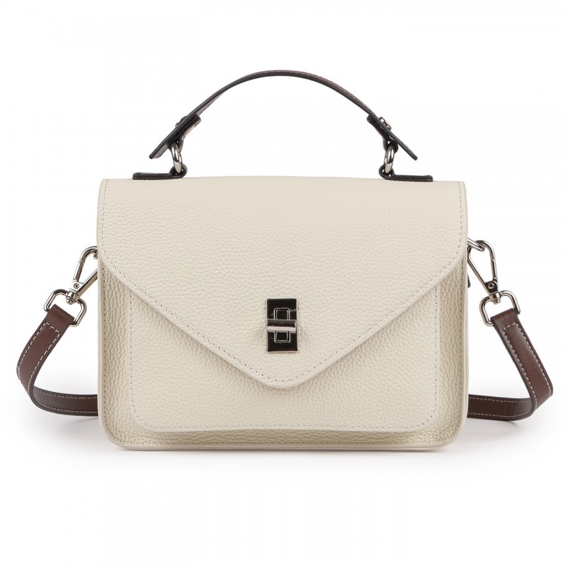 Жіноча шкіряна сумка месенджер Camille молочна фото