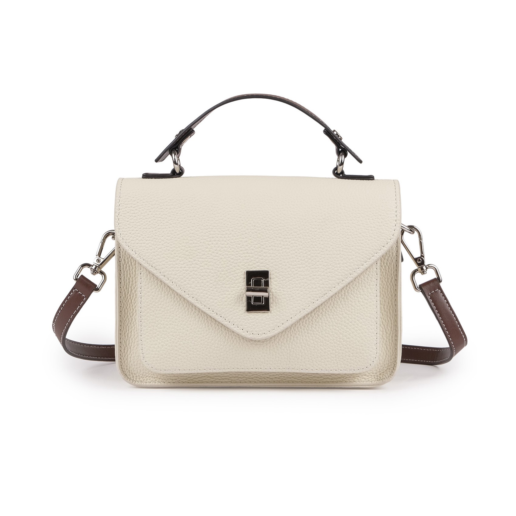 Женская кожаная сумка мессенджер Camille молочная