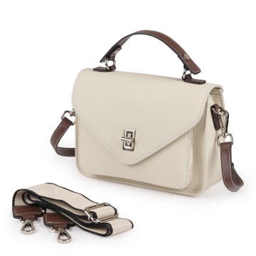 Жіноча шкіряна сумка месенджер Camille молочна фото