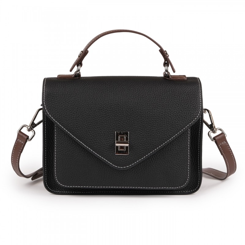 Женская кожаная сумка мессенджер Camille черная