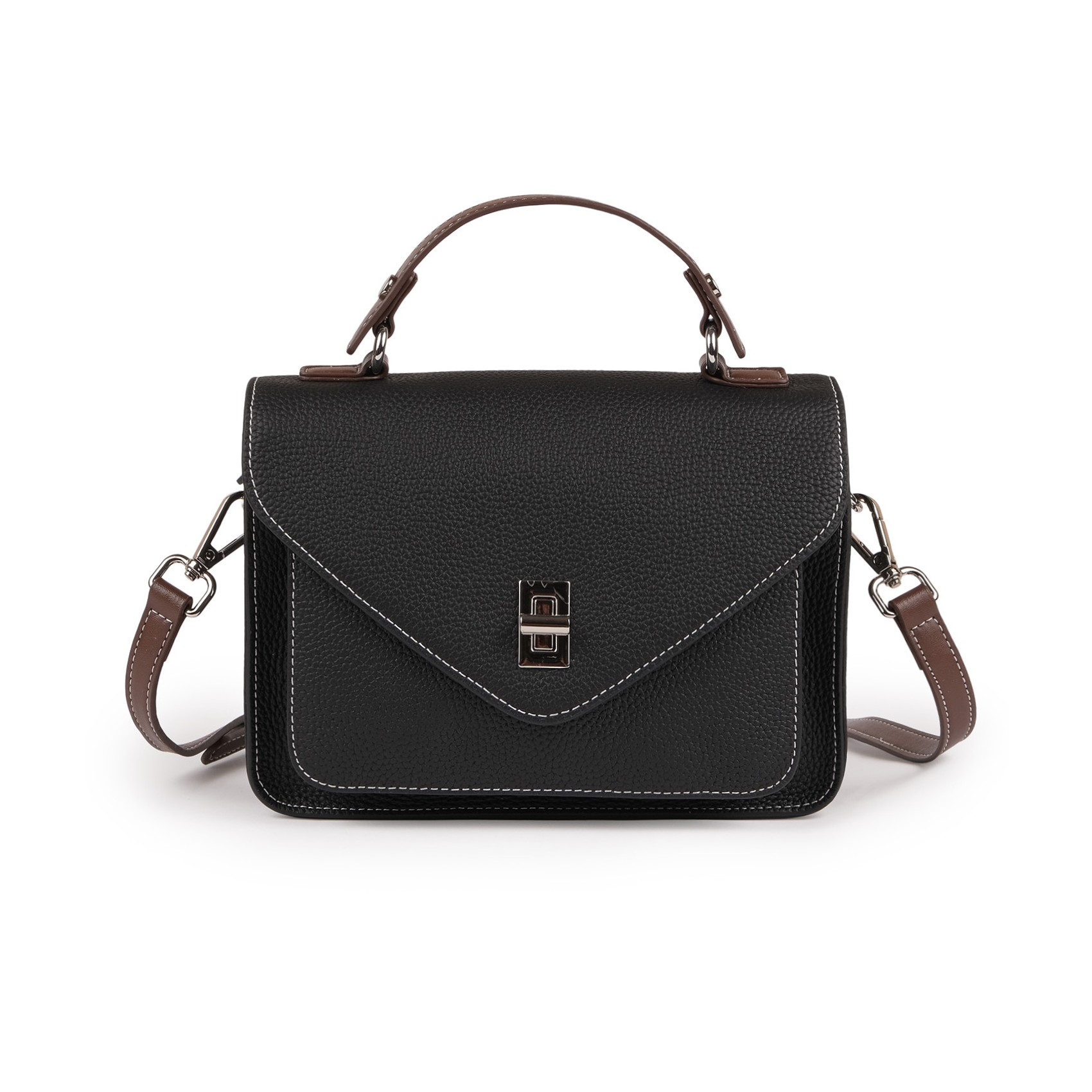 Женская кожаная сумка мессенджер Camille черная