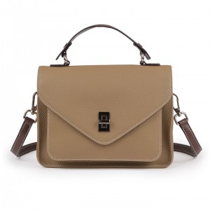 Женская кожаная сумка мессенджер Camille бежевая