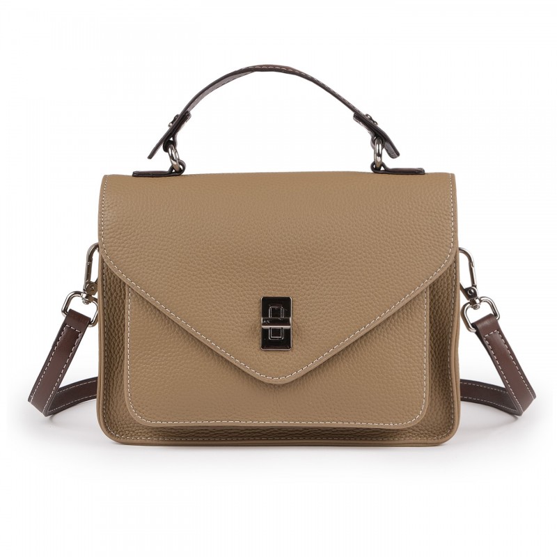 Женская кожаная сумка мессенджер Camille бежевая