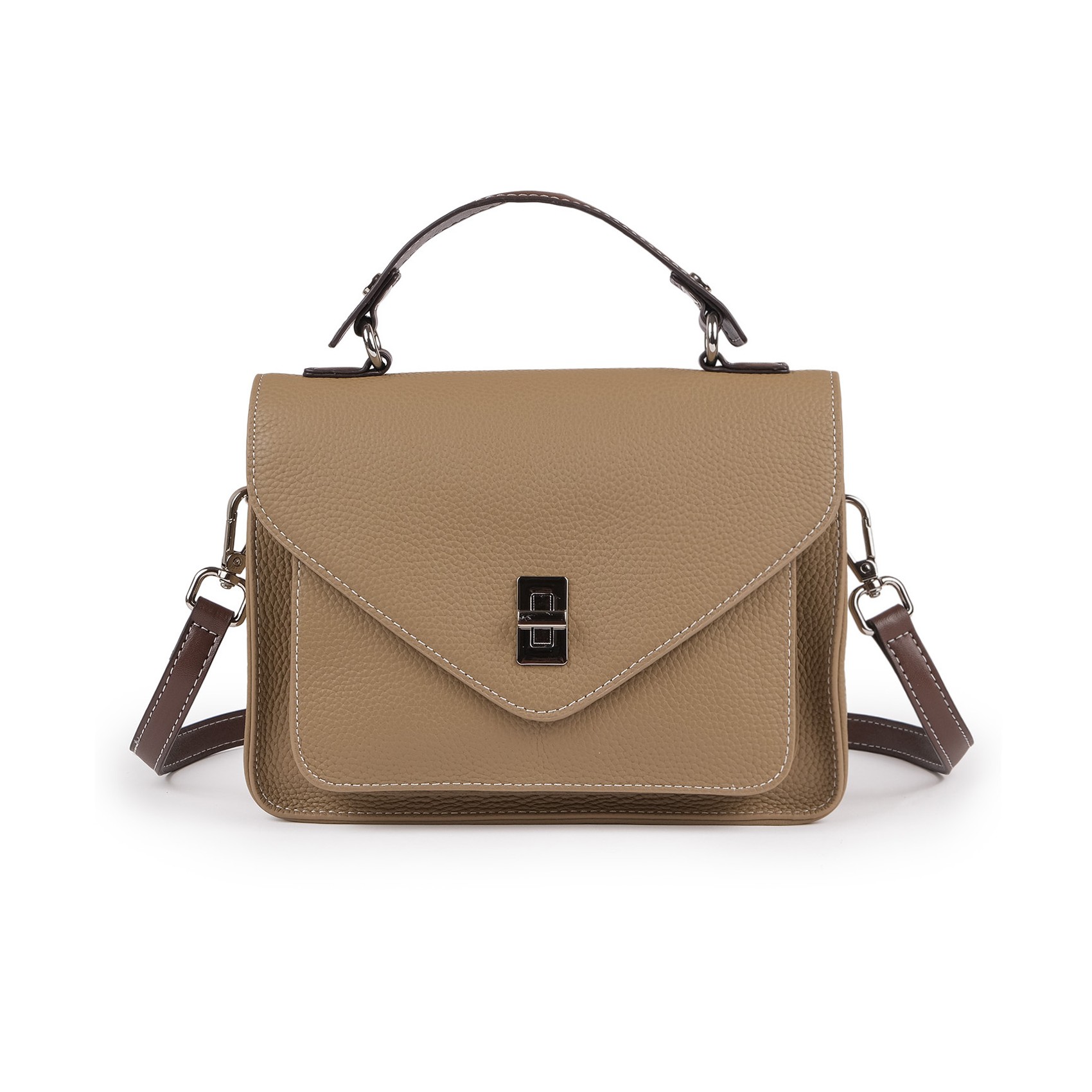 Жіноча шкіряна сумка месенджер Camille бежева