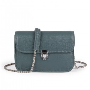 Женская кожаная сумка-клатч Erin голубая