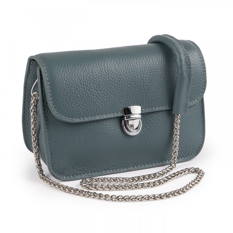 Жіноча шкіряна сумка-клатч Erin блакитна - 3 фото