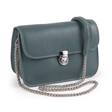 Женская кожаная сумка-клатч Erin голубая фото