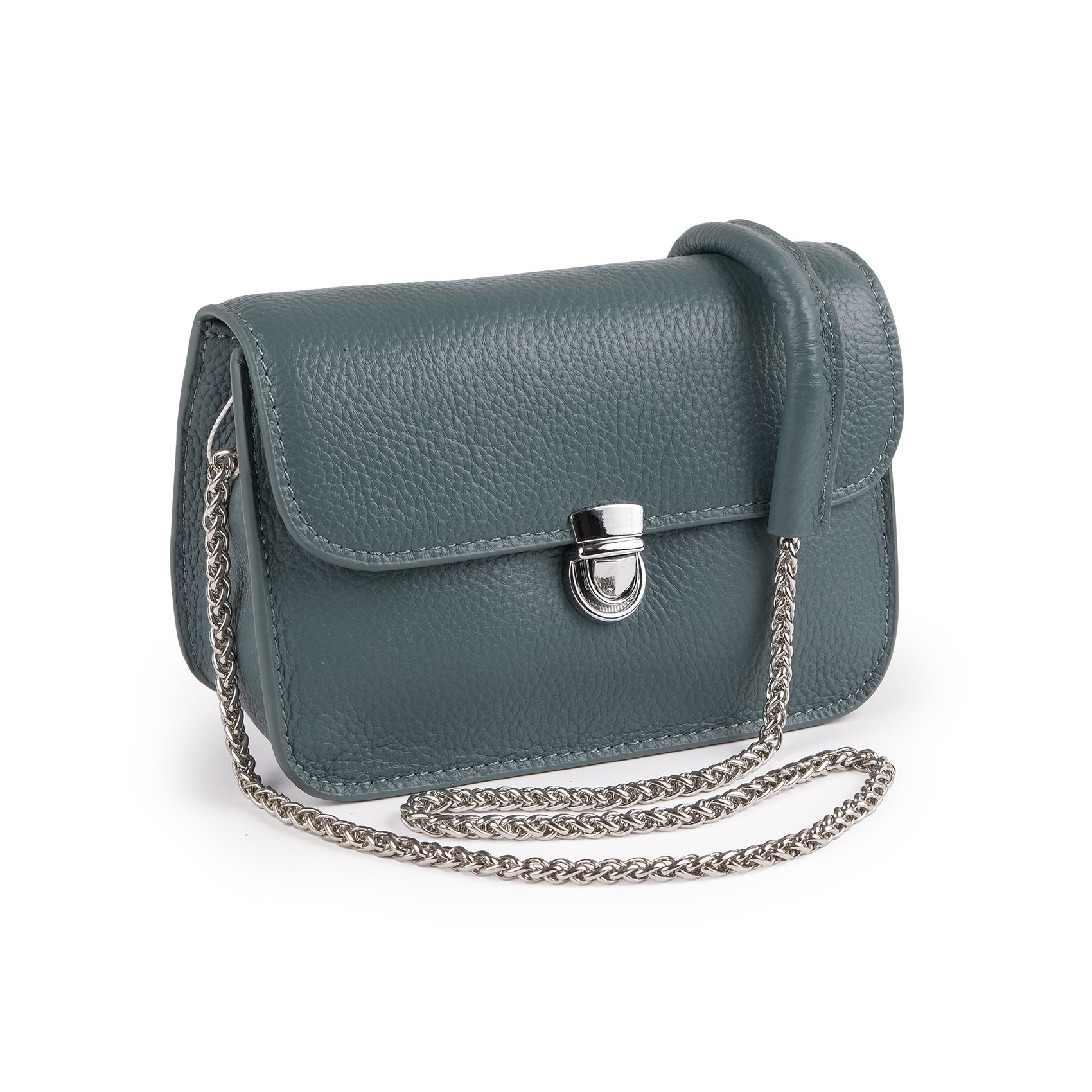 Женская кожаная сумка-клатч Erin голубая