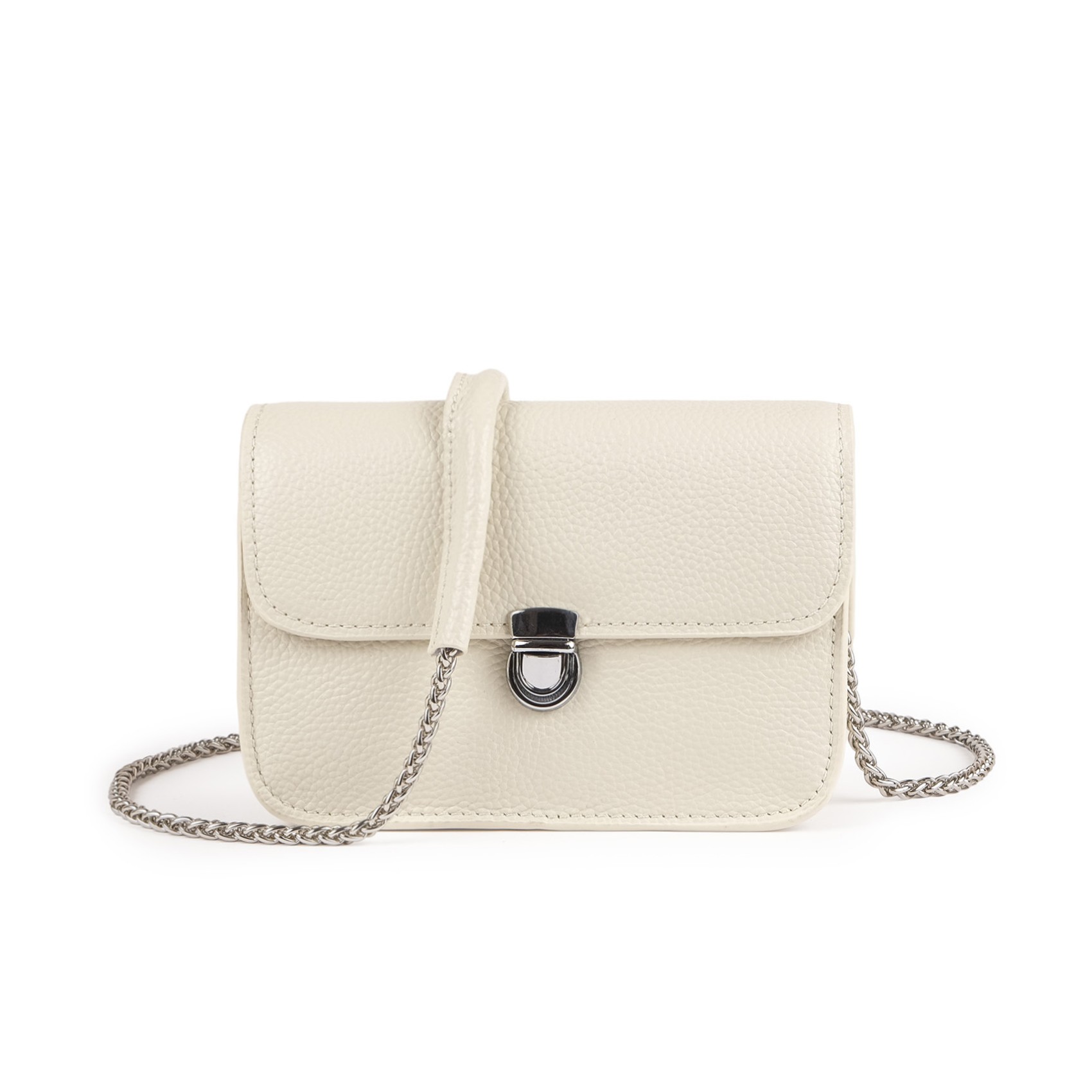 Женская кожаная сумка-клатч Erin молочная