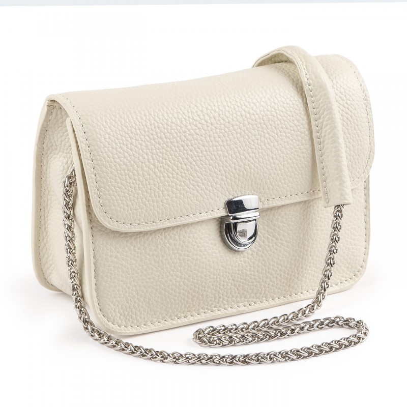 Женская кожаная сумка-клатч Erin молочная - 2 фото