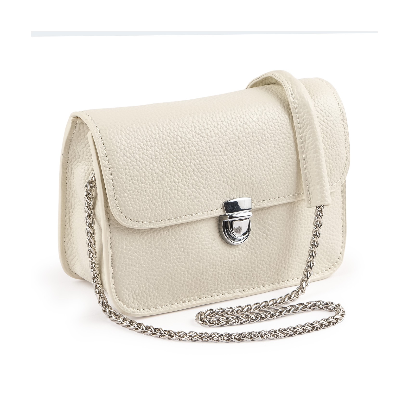 Женская кожаная сумка-клатч Erin молочная