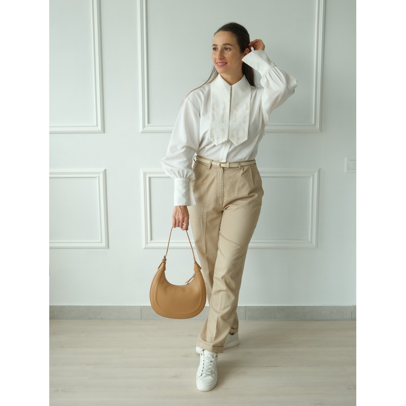 Жіноча шкіряна сумка хобо Veronica світло-коричнева - 2 фото