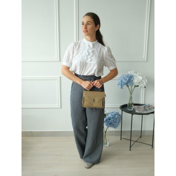 Женская кожаная сумка мессенджер Camille бежевая фото