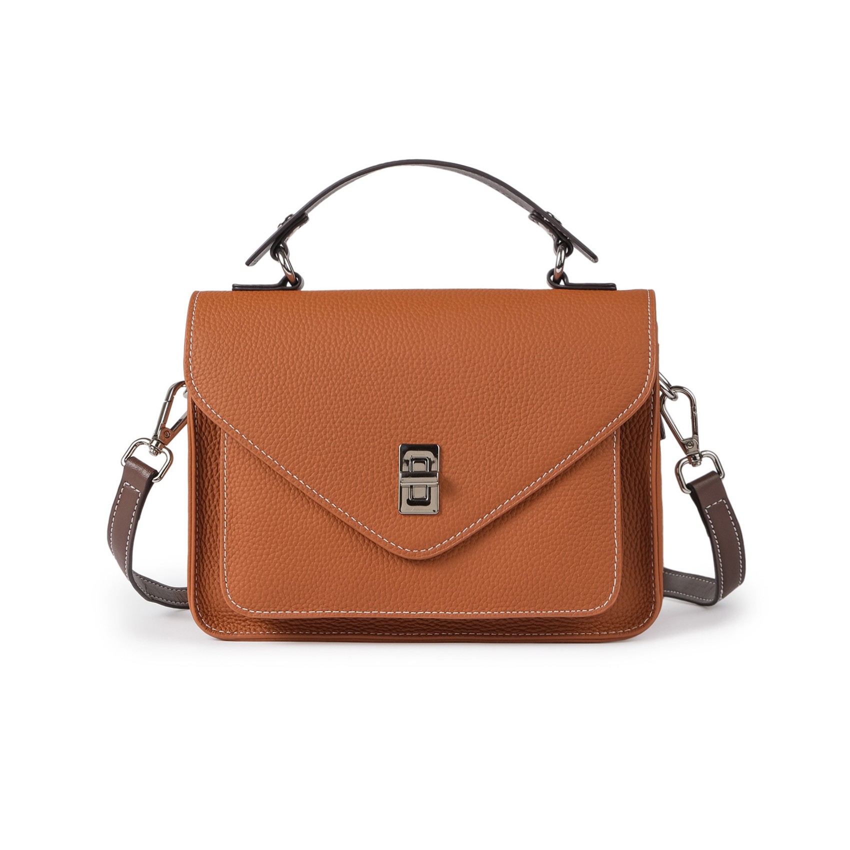 Женская кожаная сумка мессенджер Camille коричневая