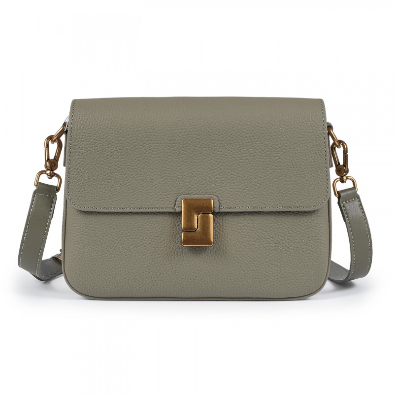 Женская кожаная сумка мессенджер Claire фисташковая