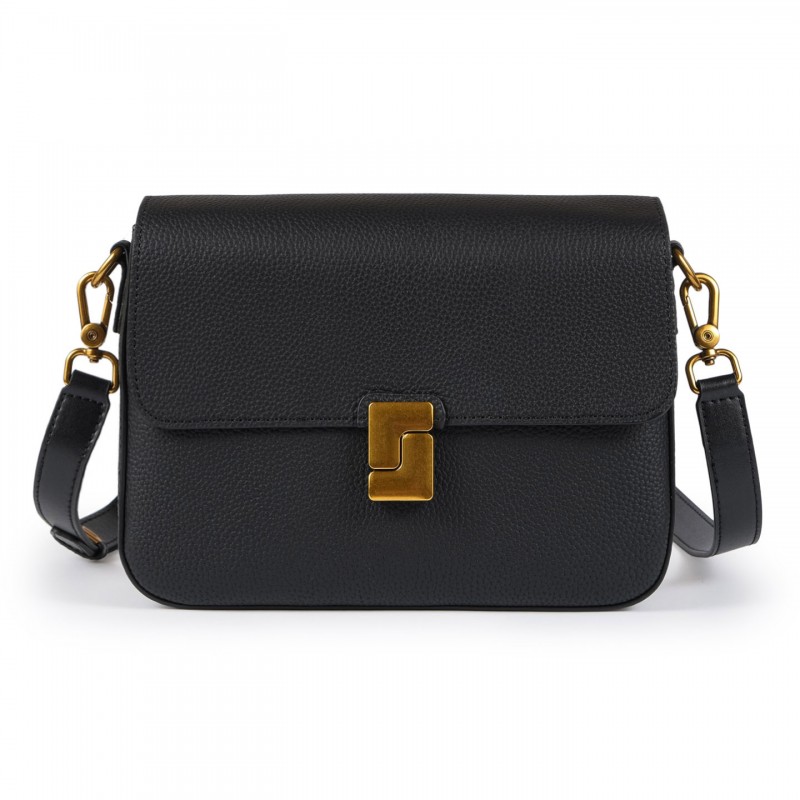 Женская кожаная сумка мессенджер Claire черная