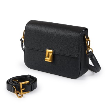 Жіноча шкіряна сумка месенджер Claire чорна фото