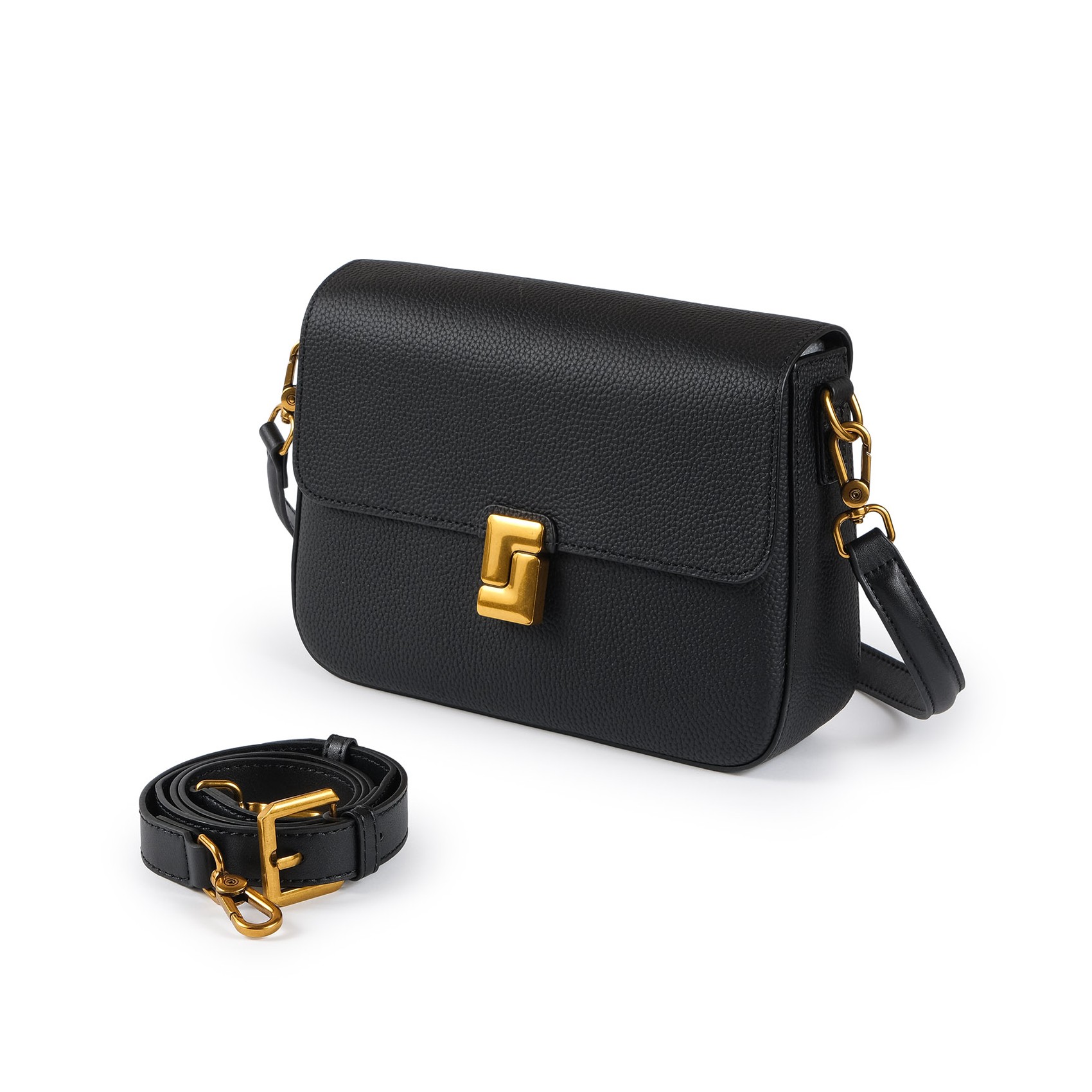 Женская кожаная сумка мессенджер Claire черная