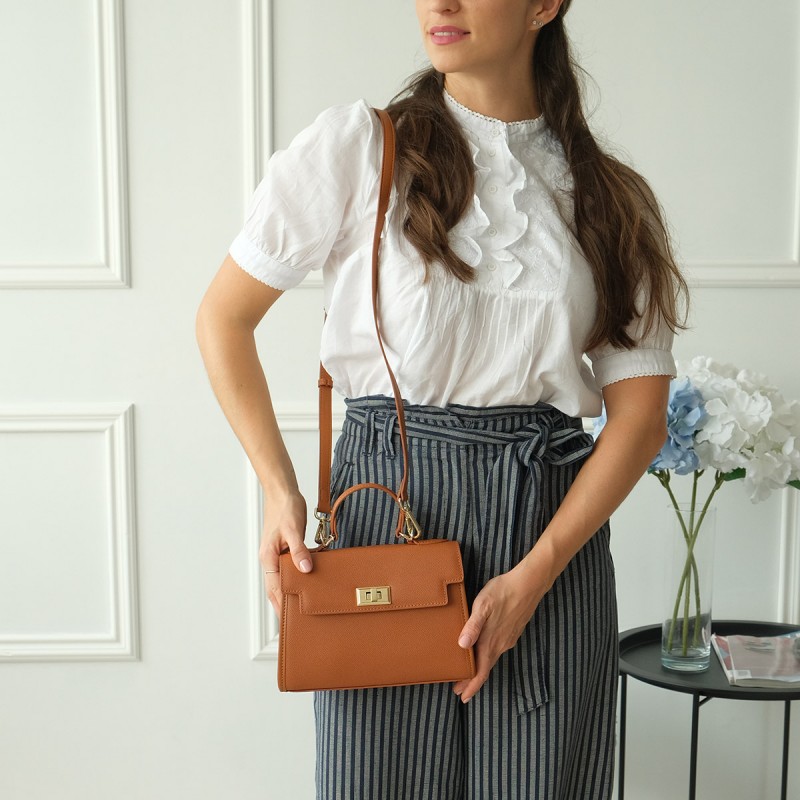 Женская кожаная сумка Brielle светло-коричневая - 1 фото