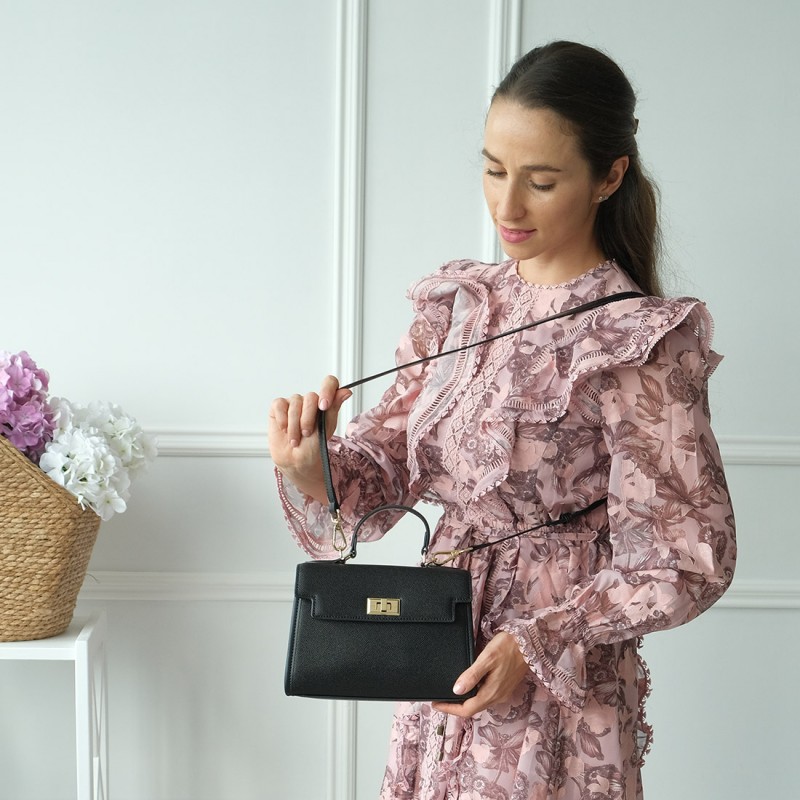 Жіноча шкіряна сумка Brielle чорна - 7 фото