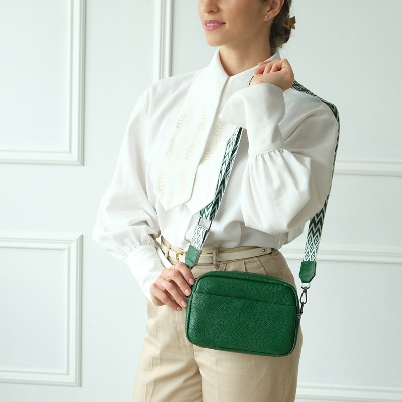 Жіноча шкіряна сумка через плече Marilyn зелена - 1 фото