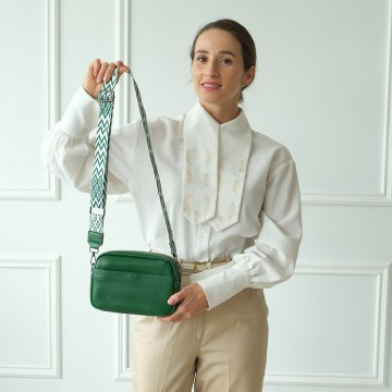 Женская кожаная сумка через плечо Marilyn зеленая фото