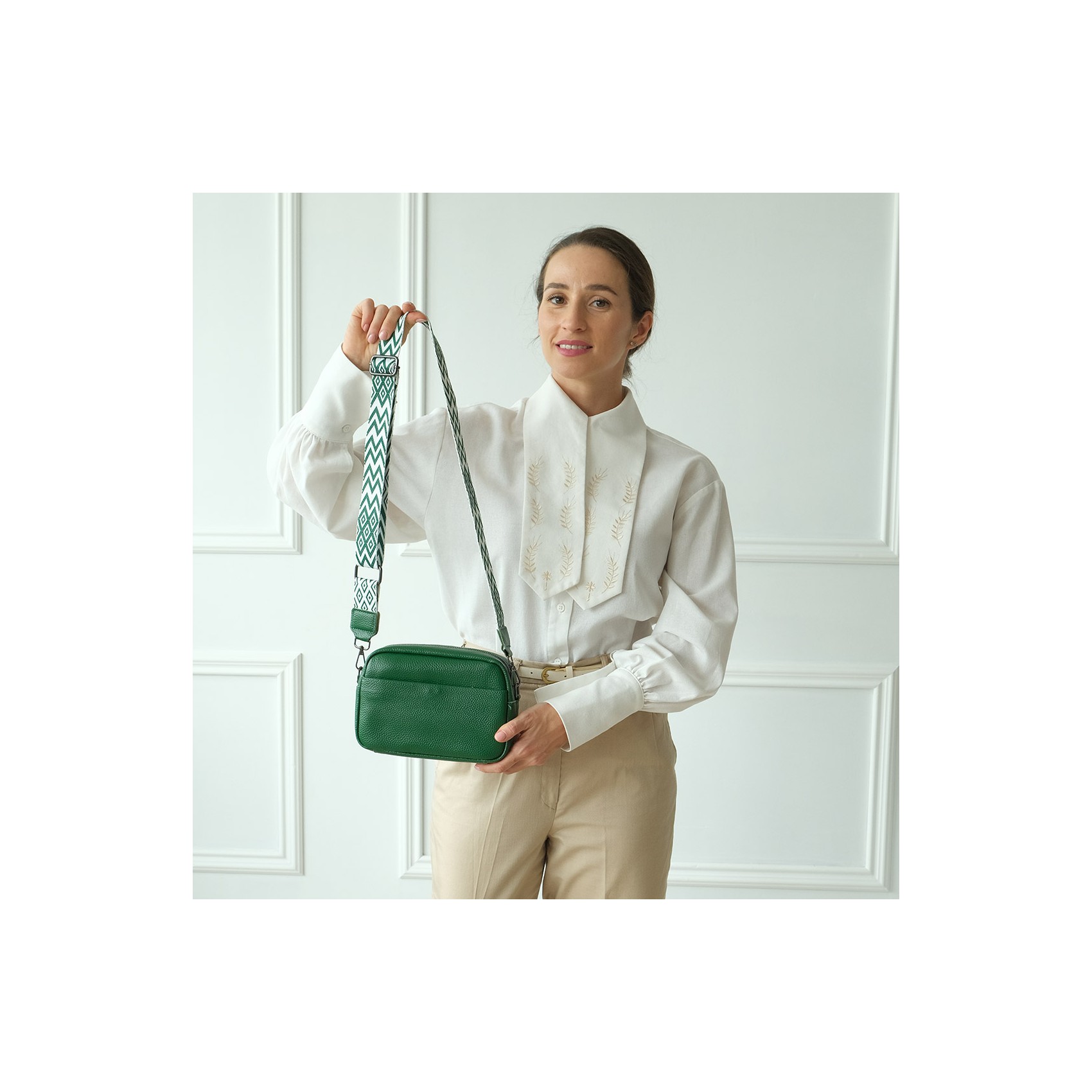 Жіноча шкіряна сумка через плече Marilyn зелена