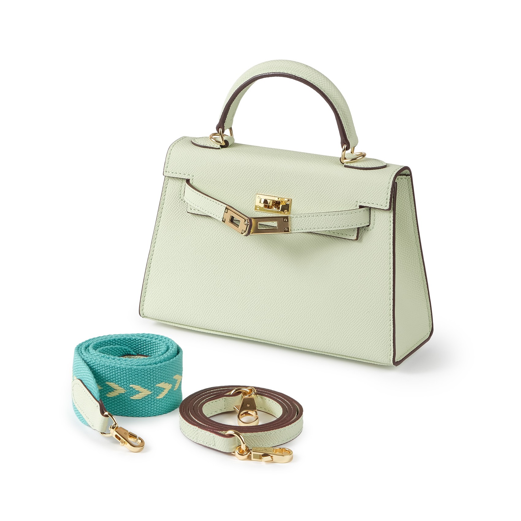 Женская кожаная сумка Kelly 22 мятная