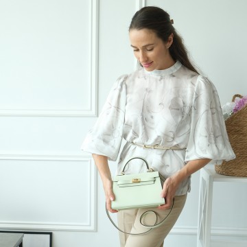 Женская кожаная сумка Kelly 22 мятная фото