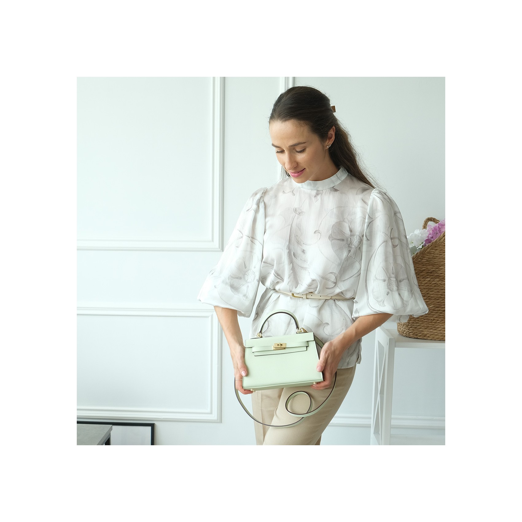 Жіноча шкіряна сумка Kelly 22 м'ятна