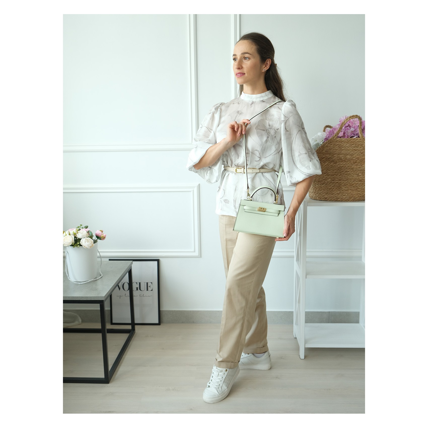 Жіноча шкіряна сумка Kelly 22 м'ятна