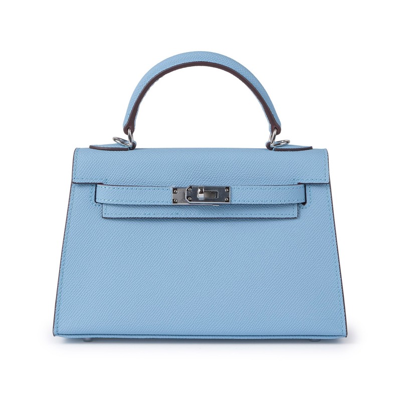 Женская кожаная сумка Kelly 22 голубая