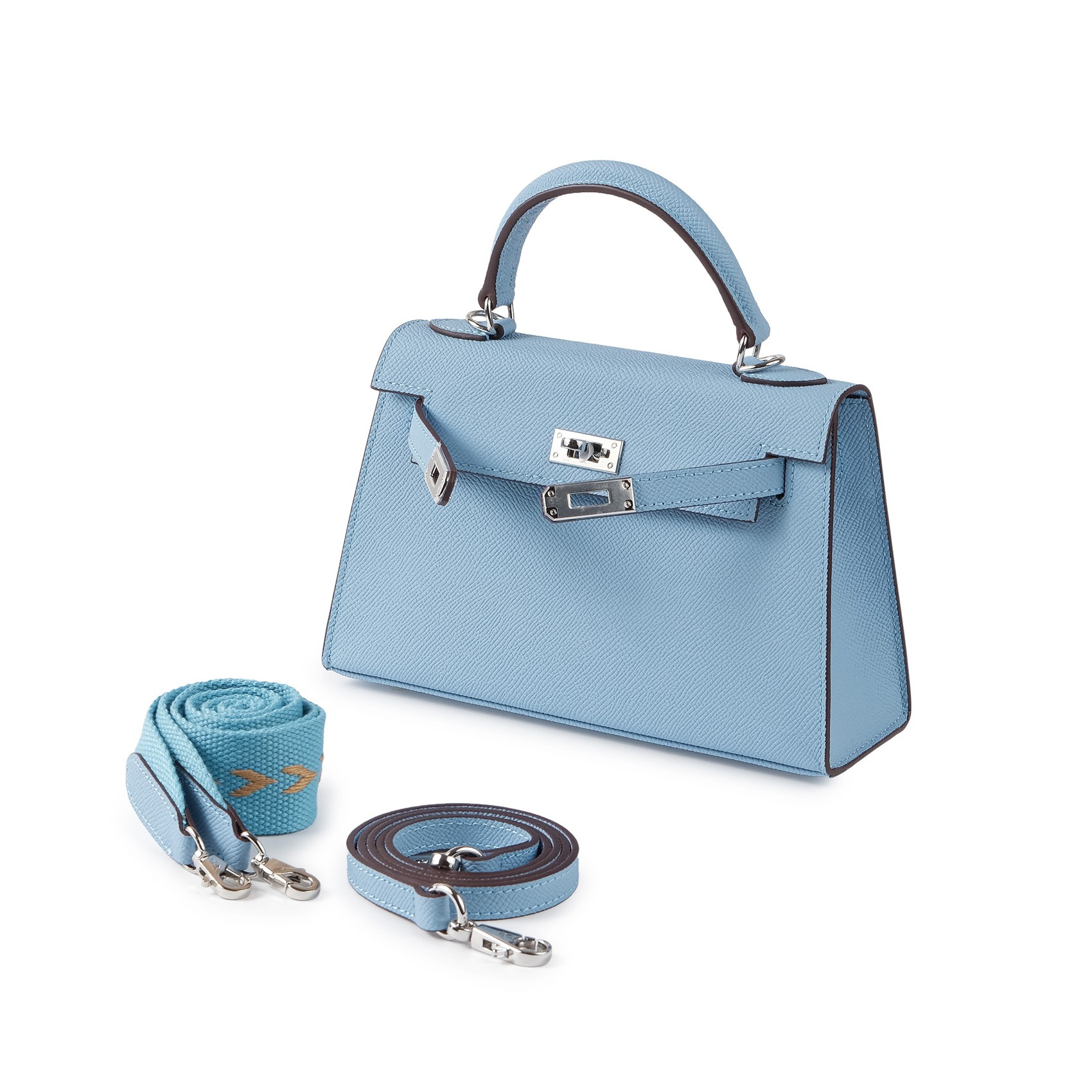 Женская кожаная сумка Kelly 22 голубая