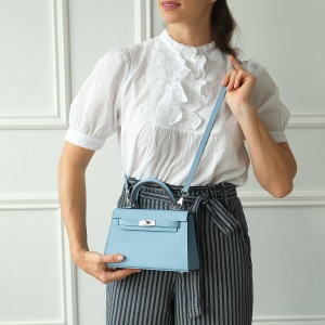 Жіноча шкіряна сумка Kelly 22 блакитна