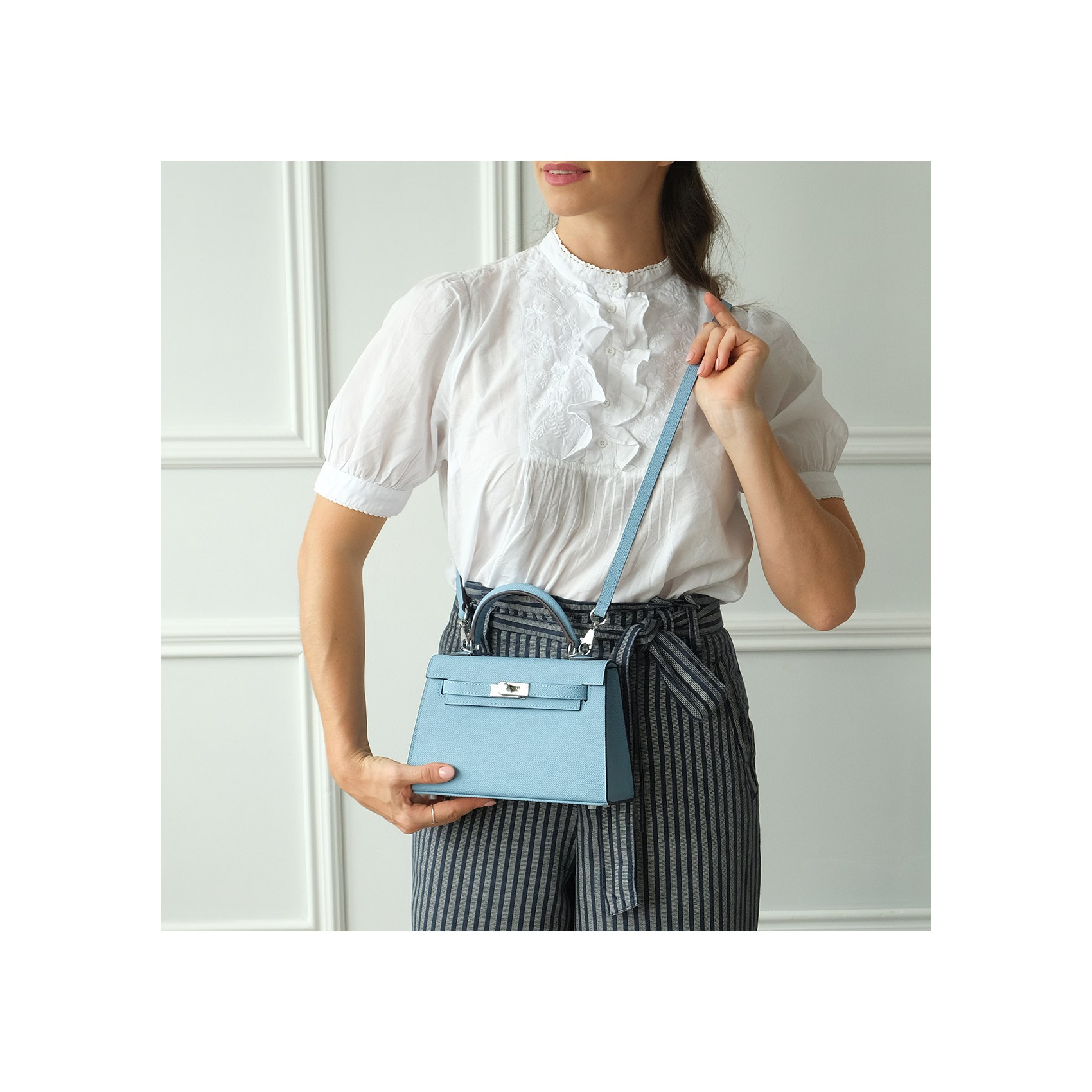 Жіноча шкіряна сумка Kelly 22 блакитна