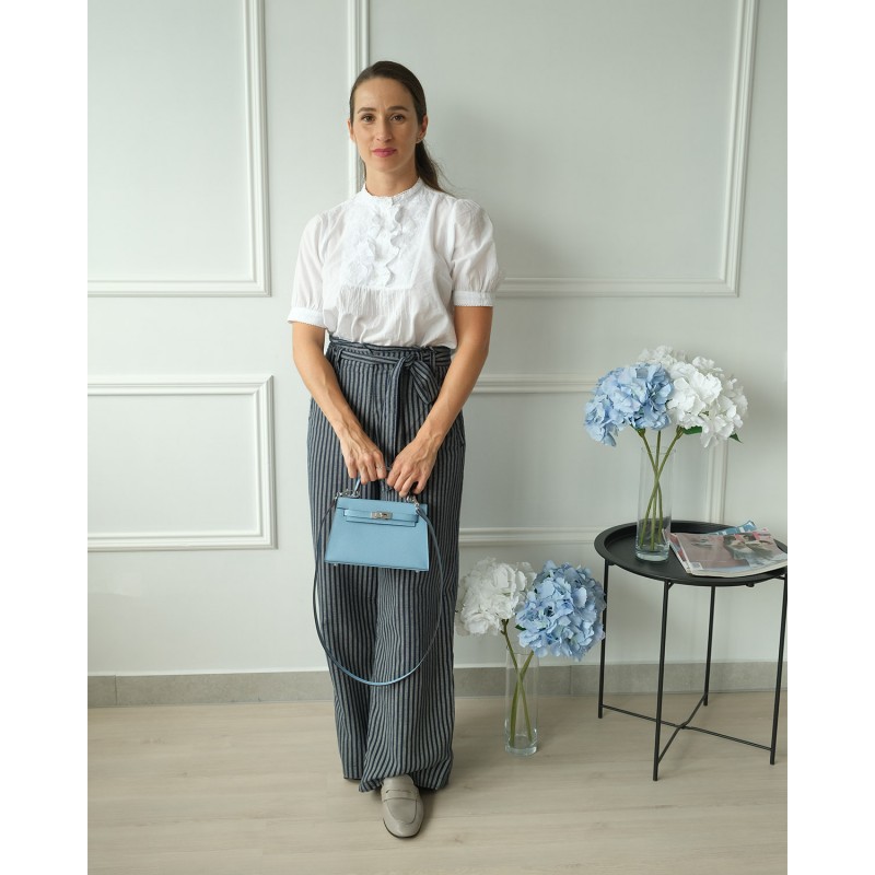 Жіноча шкіряна сумка Kelly 22 блакитна - 6 фото