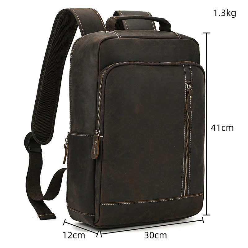 Мужской кожаный рюкзак Fincher темно-коричневый - 2 фото