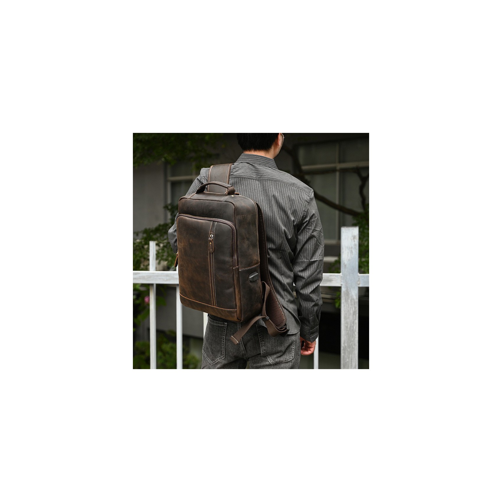 Чоловічий шкіряний рюкзак Fincher темно-коричневий
